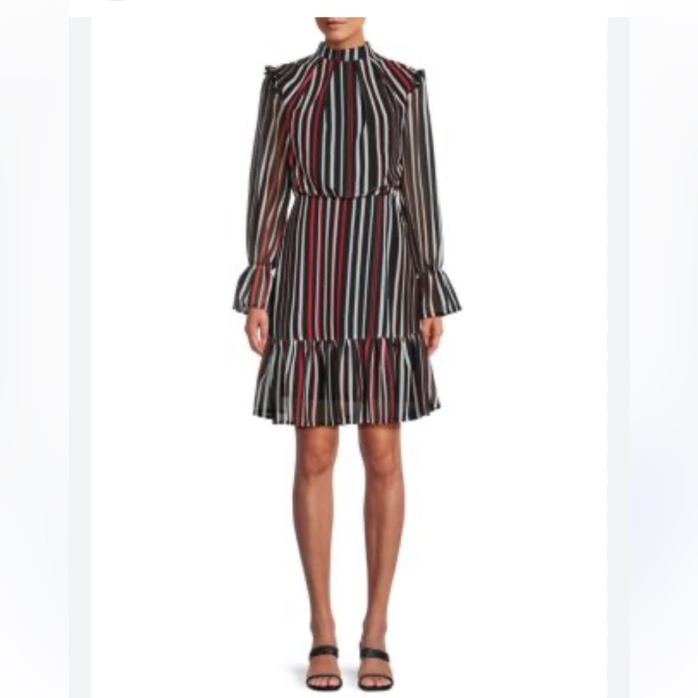 Chic Multicolor Striped Long Sleeve Dress